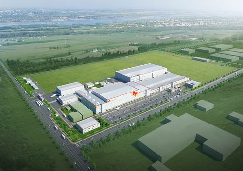 sk innovation计划在匈牙利科马罗姆地区建造的电动汽车电池工厂鸟瞰